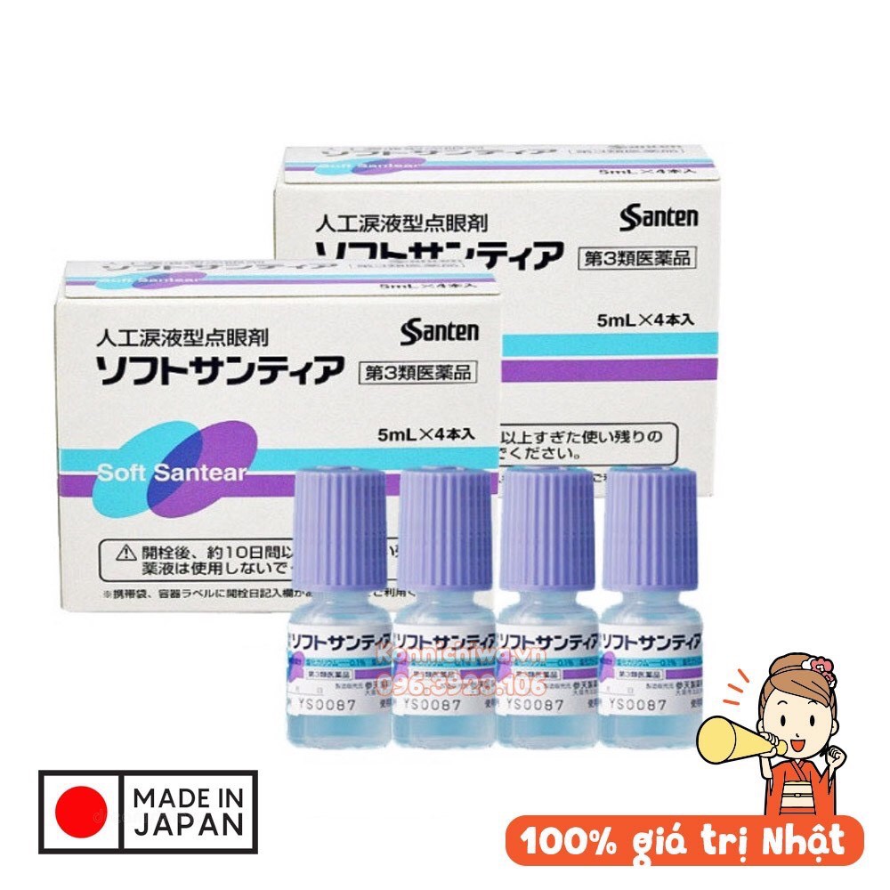 Nước mắt nhân tạo Soft Santear SANTEN hộp set 4 lọ x 5ml | hàng nội địa Nhật