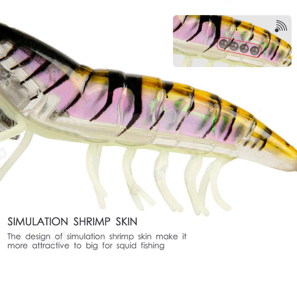 Móc Câu Hình Mực Đính Ngọc Trai Giả 3.5Mm# Mồi Câu Cá Hình Tôm Bằng Gỗ Phát Sáng Kích Thước 115mm 21g