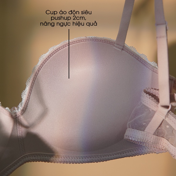 Bộ đồ lót ren nữ BY LINGERIE màu hồng không gọng mút đệm dày siêu nâng ngực B219 | BigBuy360 - bigbuy360.vn