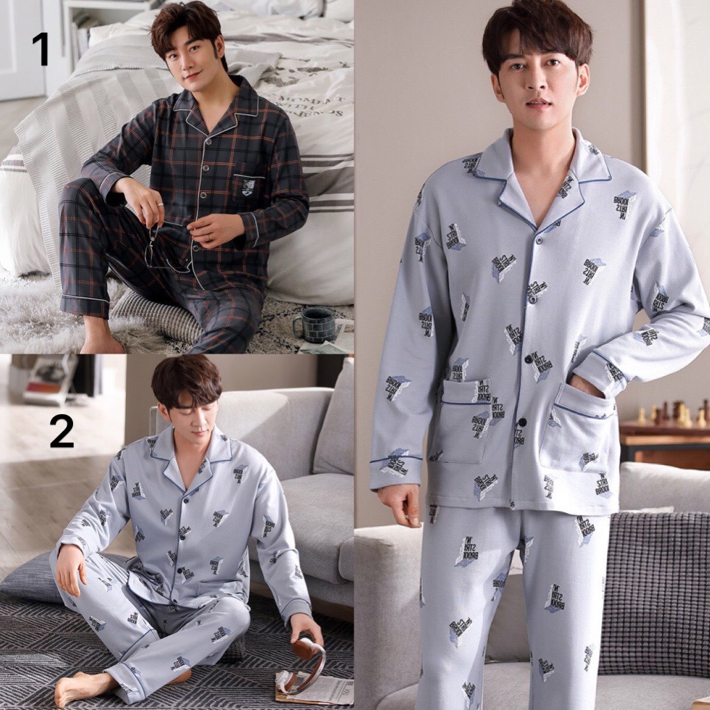 {ẢNH CHỤP THẬT} Đồ bộ Pijama đồ ngủ nam cao cấp sọc caro phong cách Hàn Quốc ...