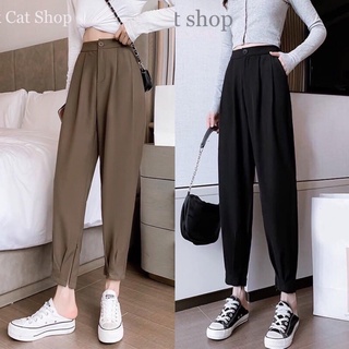 Quần Baggy Nữ 💖FREESHIP💖 Quần Âu Công Sở Thiết Kế Cạp Cao Lưng Chun Khóa Gấu Chất Tuyết Mưa Đẹp