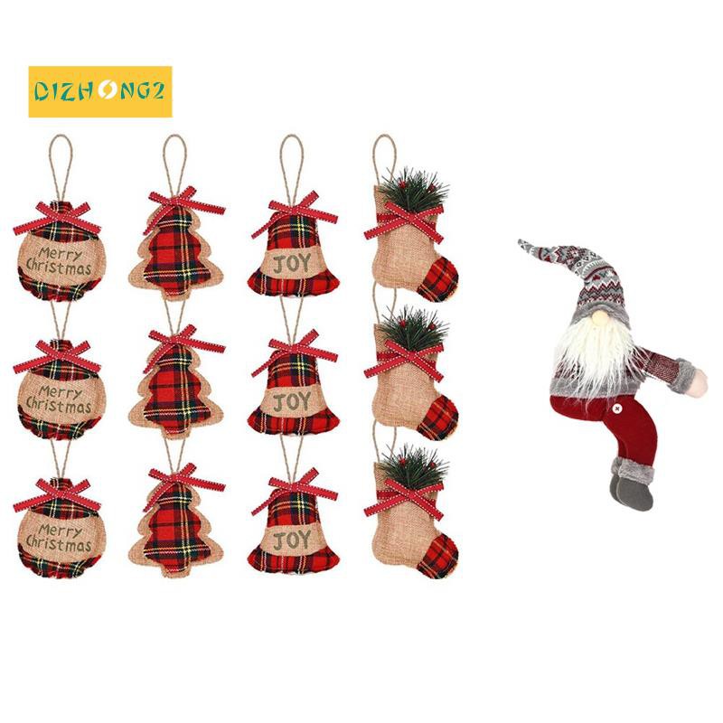 Christmas Burlap Tree Decorations,Christmas Stocking Tree Ball & Forester Knitted Wool Curtain Hold Door Curtain Button