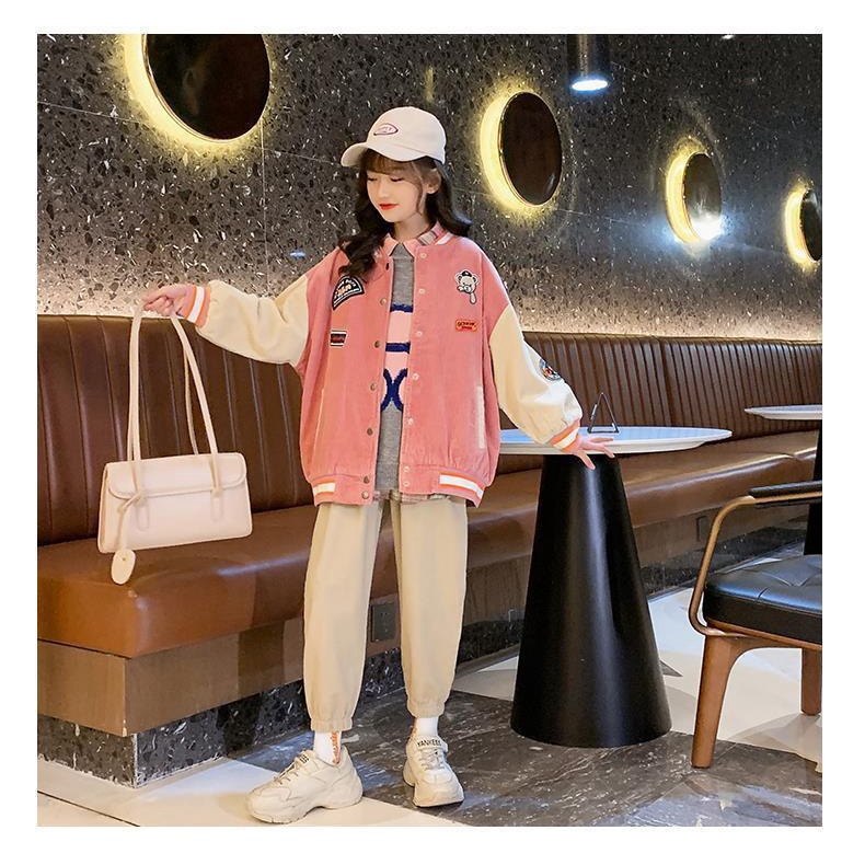 Áo khoác bóng chày phong cách phương Tây thời trang mùa thu 2021 size lớn cho bé gái