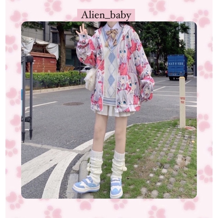 Áo khoác hoodie zip in hình nhân vật anime