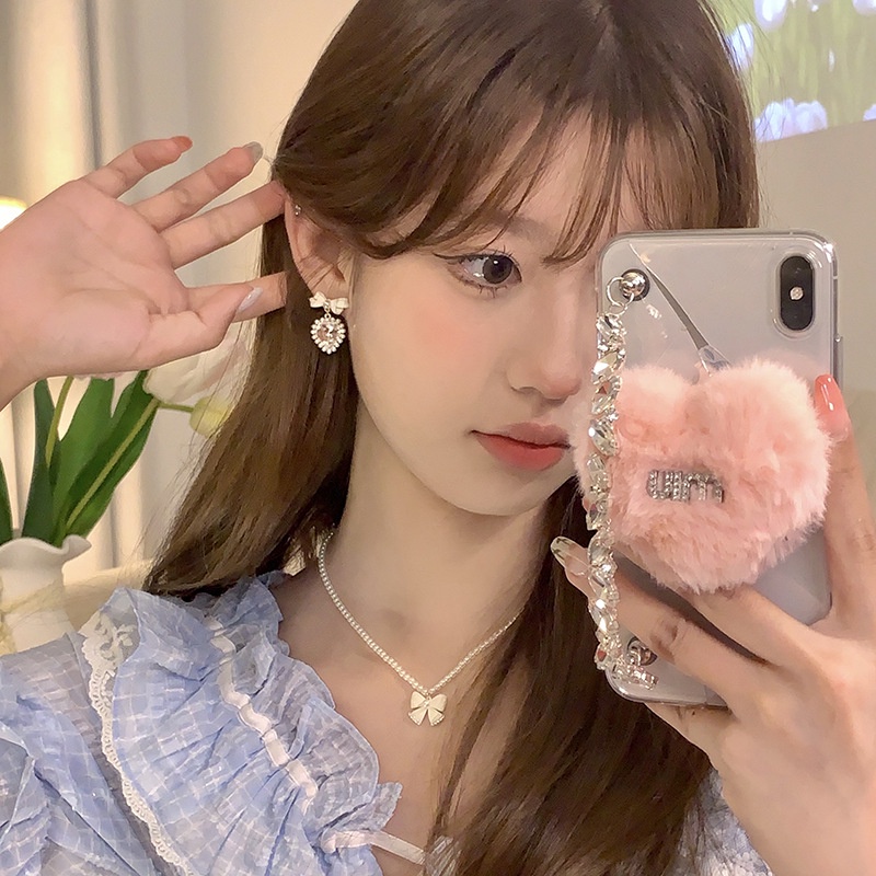 Bông Tai Năm 2022 Hình Trái Tim Nơ Xinh Xắn Sang Trọng