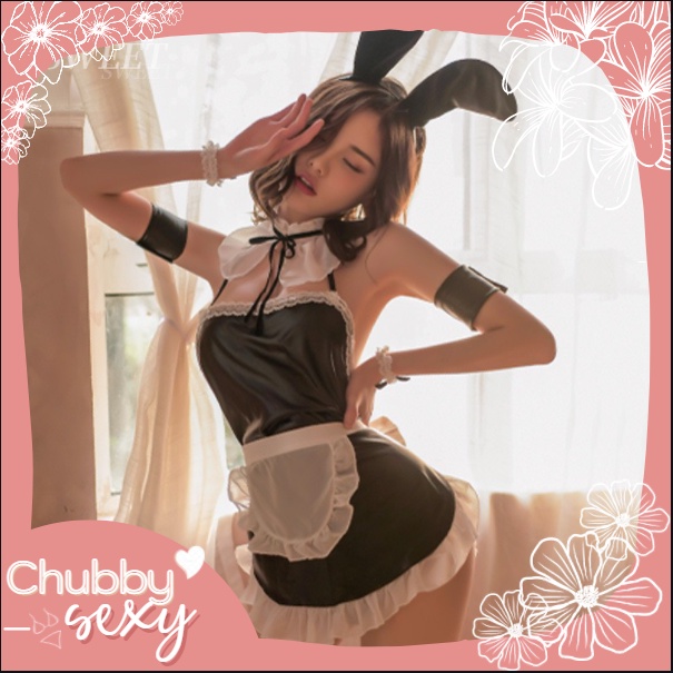 Cosplay Thỏ Rabbit - Đồ Lót Nữ Sexy - Siêu Phẩm Cosplay Hầu Gái Thỏ Rabbit Đen Trắng Cực Sexy - CPL15 - Chubby.Sexy