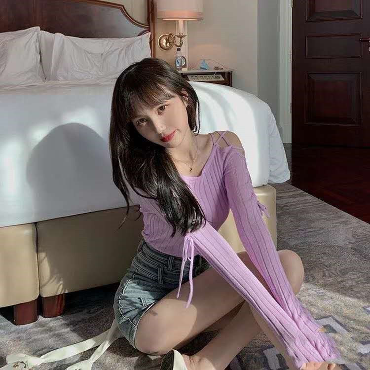 Áo thun dài tay hở vai gợi cảm cho nữ