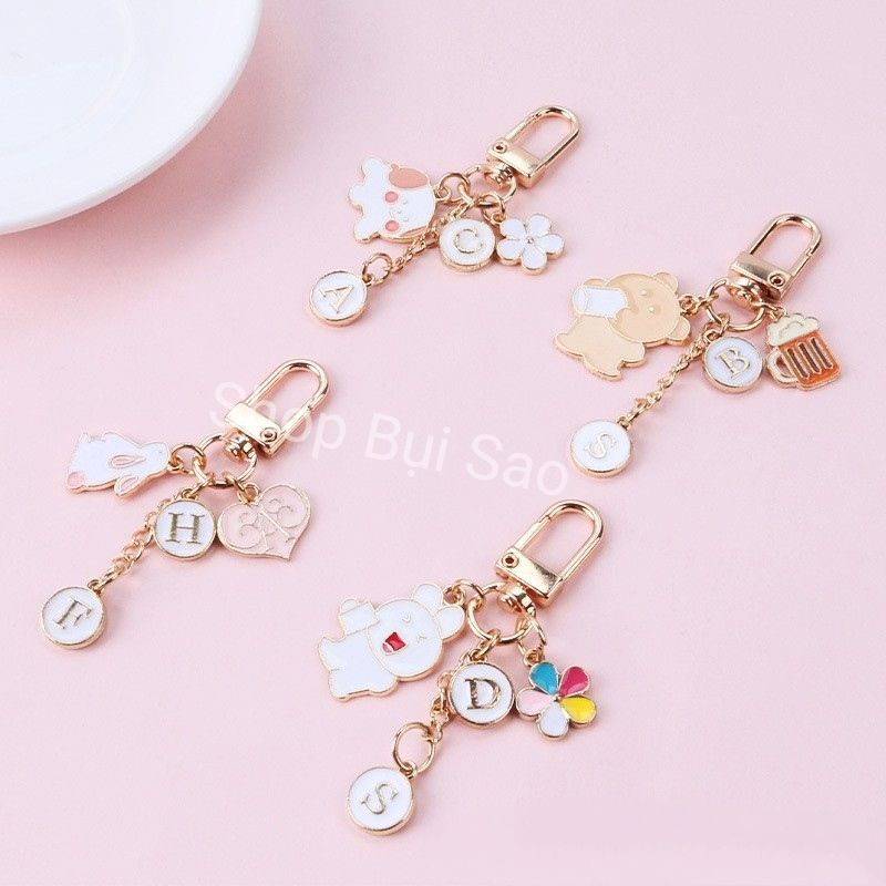 [Mã LIFEBOOK2 giảm 10% đơn 0Đ] (Ver 1 chữ từ A đến M) Charm kim loại tráng men chữ cái màu trắng