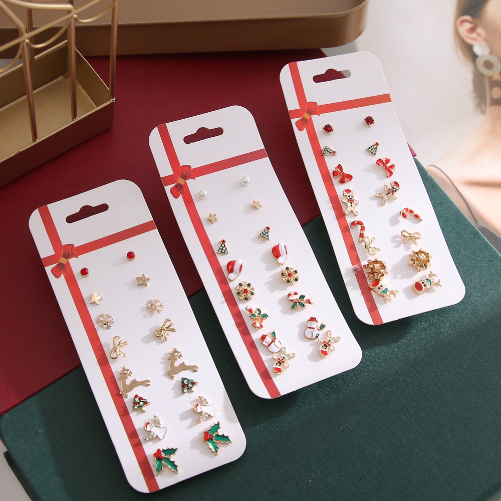 Set 16 khuyên tai phong cách Giáng Sinh thời trang dành cho nữ