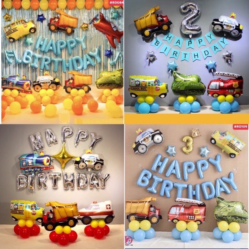 Các Mẫu set bóng trang trí sinh nhật cho bé trai- chủ đề ô tô