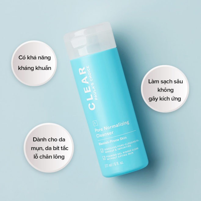 Sữa rửa mặt dạng gel ngăn ngừa mụn và se khít lỗ chân lông Paula’s Choice Clear Pore Normalizing Cleanser