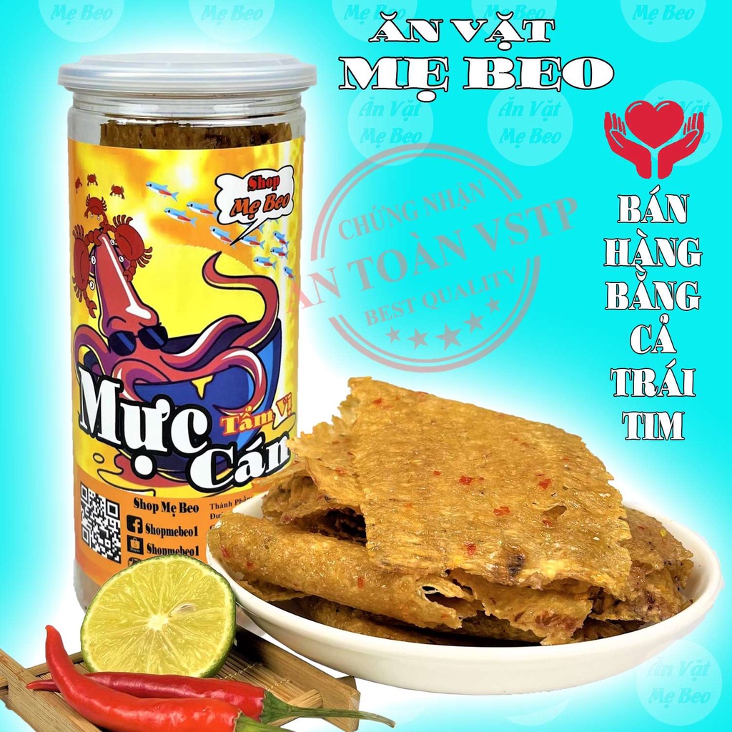 Mực cán tẩm gia vị Mẹ Beo hộp 300gr ăn vặt cực ngon | BigBuy360 - bigbuy360.vn