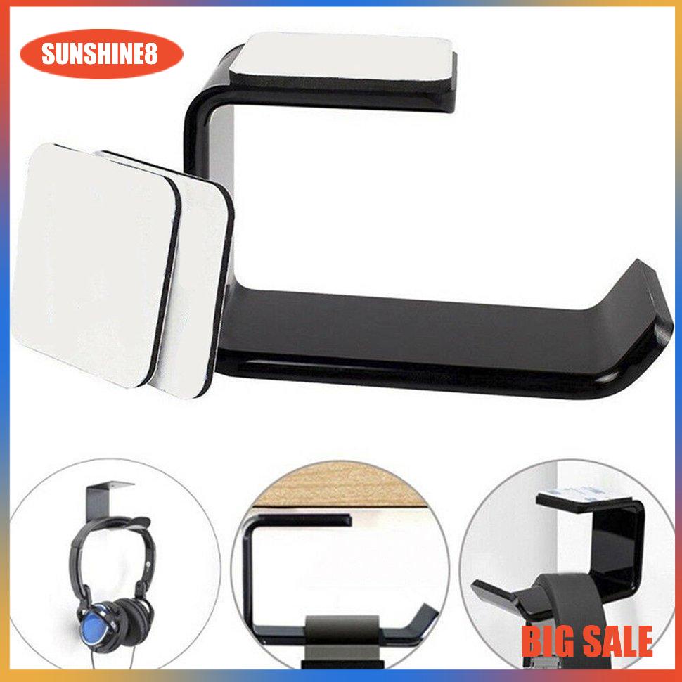 【SUN】Simple Headphone Stand Hanger Hook Tape Under Desk Dual Headset Mount Holder