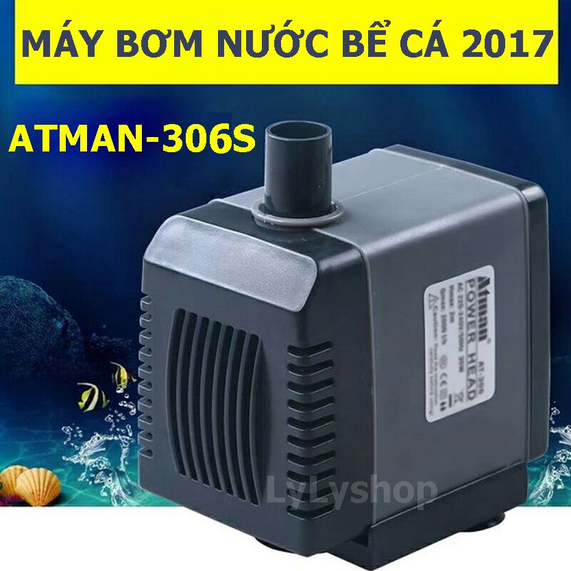 Máy bơm nước bể cá, hồ cá, đài phun nước ATMAN AT-306S tiết kiệm điện ( Đen)