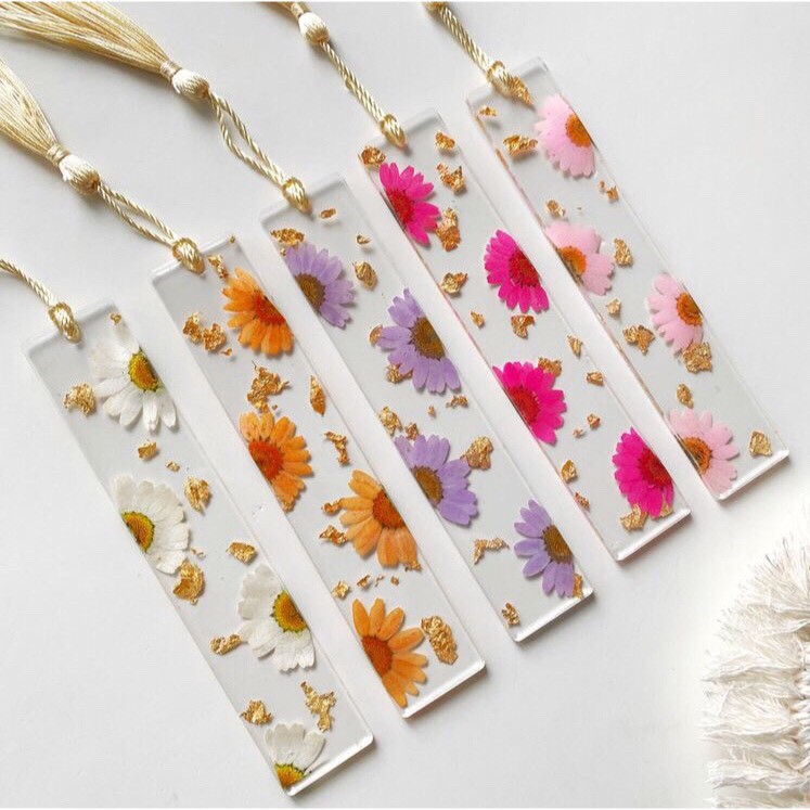 Bookmark, kẹp sách đánh dấu trang hình hoa lá khô resin VeryMe handmade