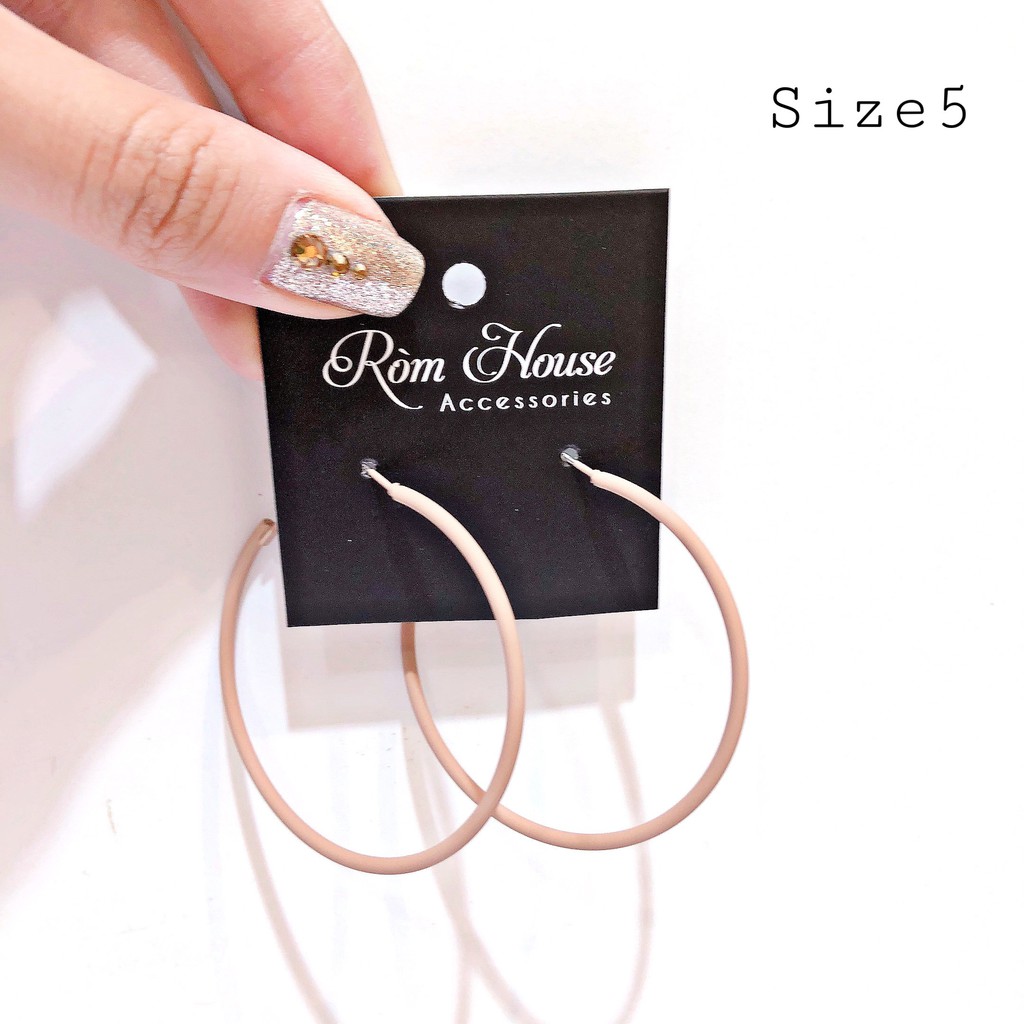 Khuyên tai tròn nữ Size 5cm Ròm House đủ màu sắc mang phong cách hàn quốc cực sang chảnh thích hợp cho nữ đi tiệc quẩy