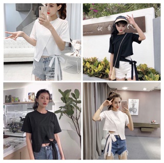 Áo Thun Nữ Croptop Thắt Nơ Độc Đáo, Cá Tính Hottrend Hè 2021