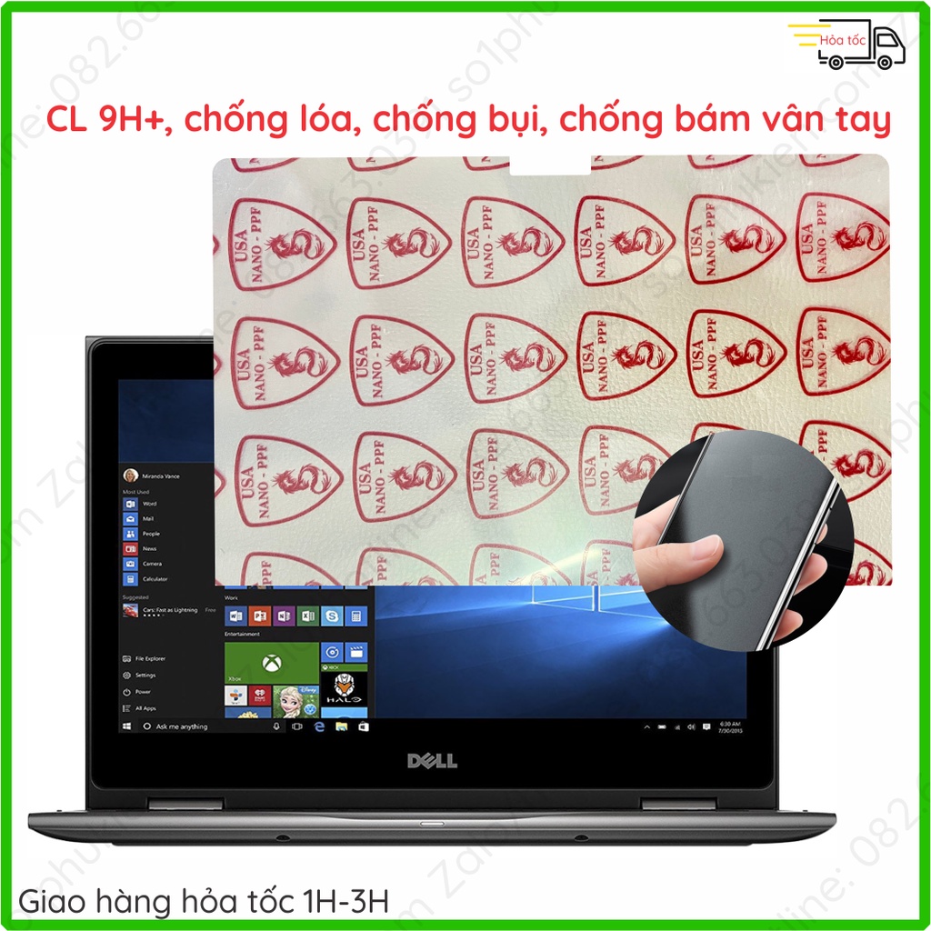 Dán cường lực Laptop Dell Inspiron 13 inch 5379 nano kính trong suốt, chống vân tay, bảoinch