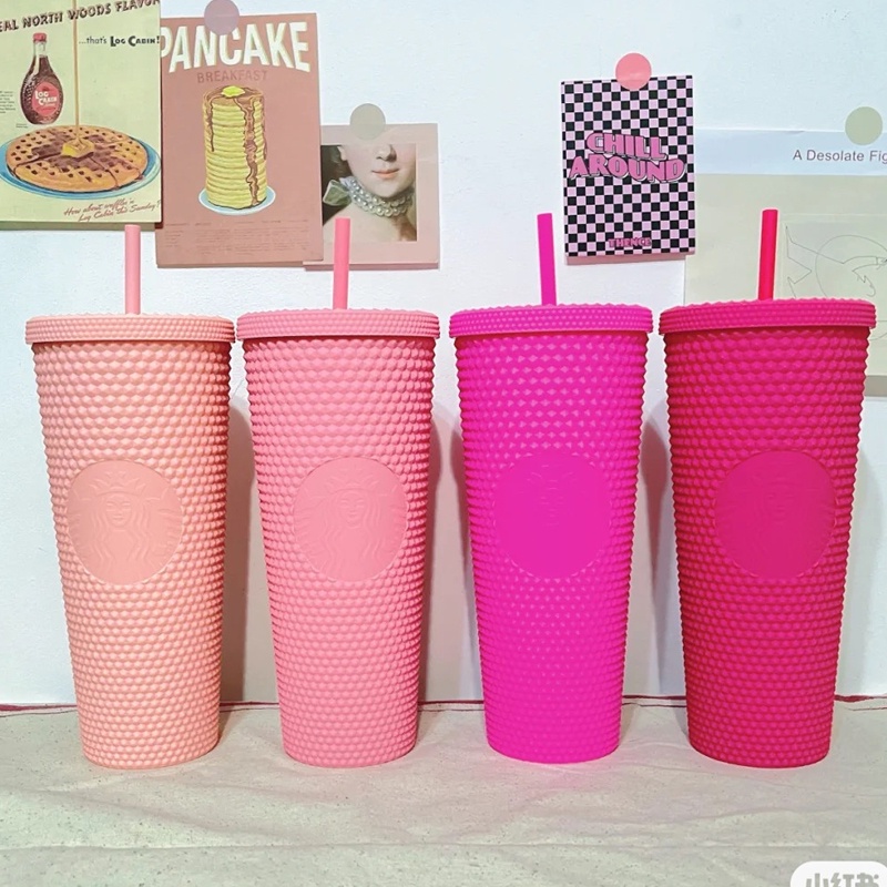 100% Authentic Starbucks Tumbler Tái Sử Dụng Starbucks Cốc Nhựa có Nắp Đậy và Rơm Cooler 700ml 24oz