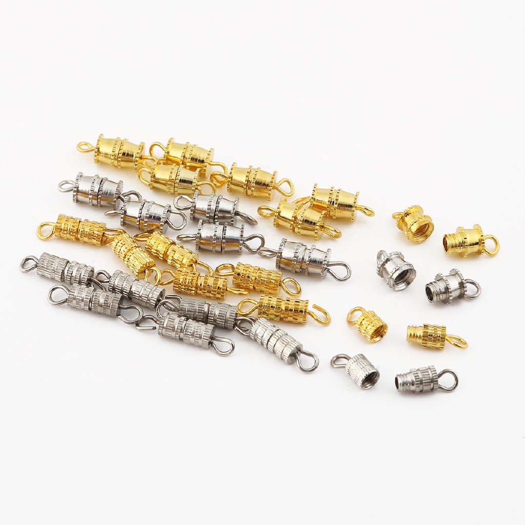 Bộ 10 khóa cài hình trụ màu vàng/ bạc dành cho làm trang sức DIY