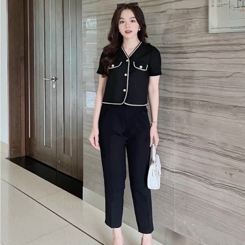 Sét bộ phối viền kiểu Bigsize từ 60-90 ký, thời trang nữ dành cho khách ngoại cỡ