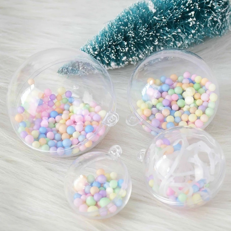 Quả cầu rỗng bằng acrylic trong suốt nhiều kích thước dùng trang trí Giáng sinh/tiệc cưới