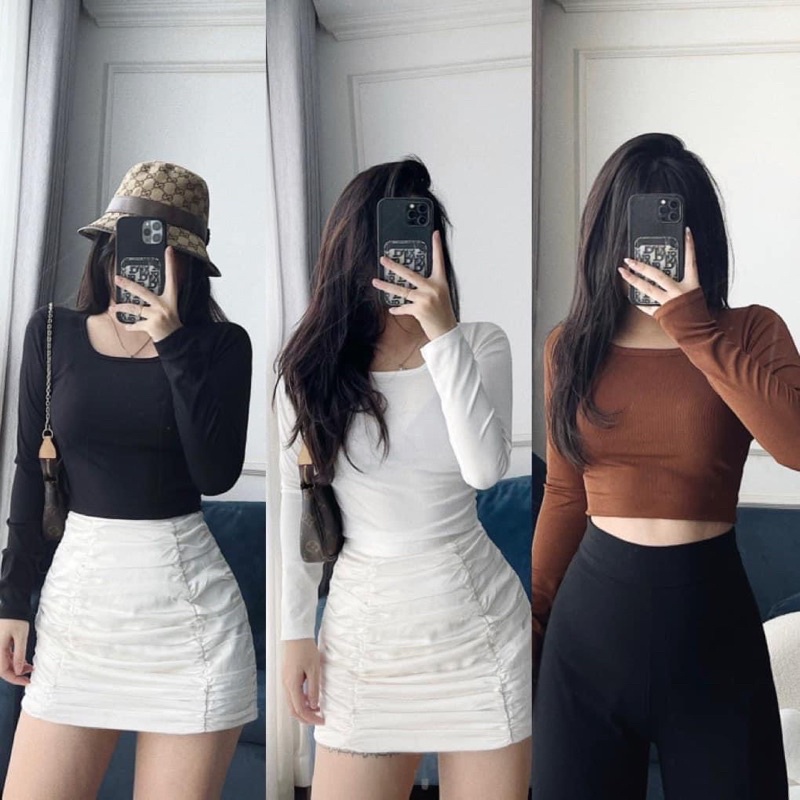 SET 3 ÁO 3 MÀU CỔ U (NÂU ĐẬM)