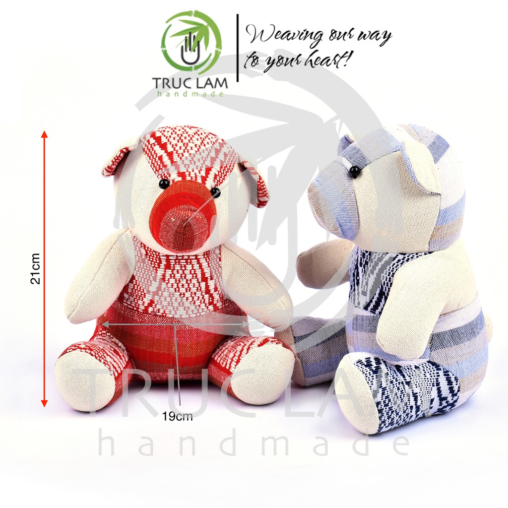 Đồ Chơi Cho Bé Thú Nhồi Bông Hình Gấu Vải Thổ Cẩm Thổ Cẩm Dệt Tay Bông Gòn Cao Cấp – Trúc Lâm Handmade