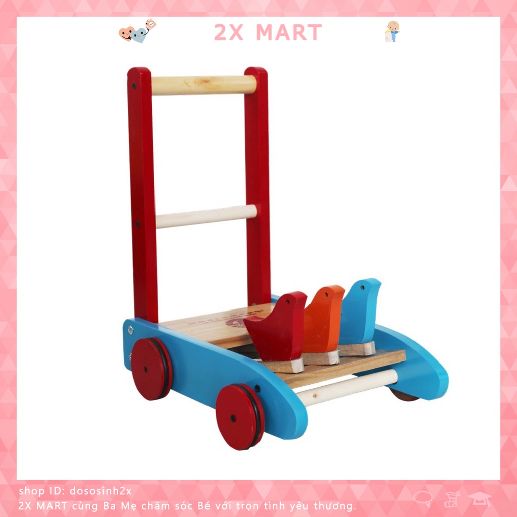 Xe tập đi hình con gà băng gỗ cho bé 2x Mart