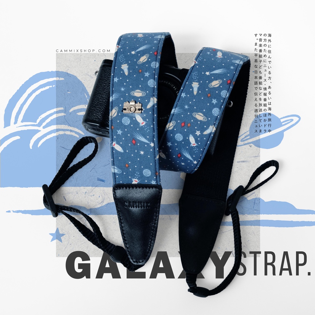 Dây đeo máy ảnh dành cho máy Fuji, Canon, Nikon, Sony... - Camera Strap - Dây máy ảnh hoạ tiết Galaxy bọc da thật