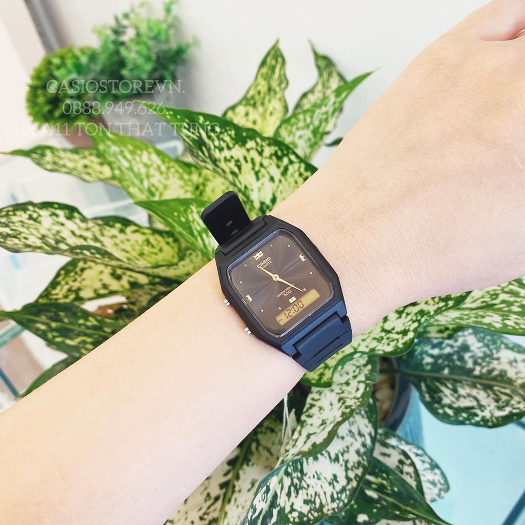 Đồng hồ Nữ Casio AW-48HE-1A, đồng hồ chính hãng, silicon màu đen
