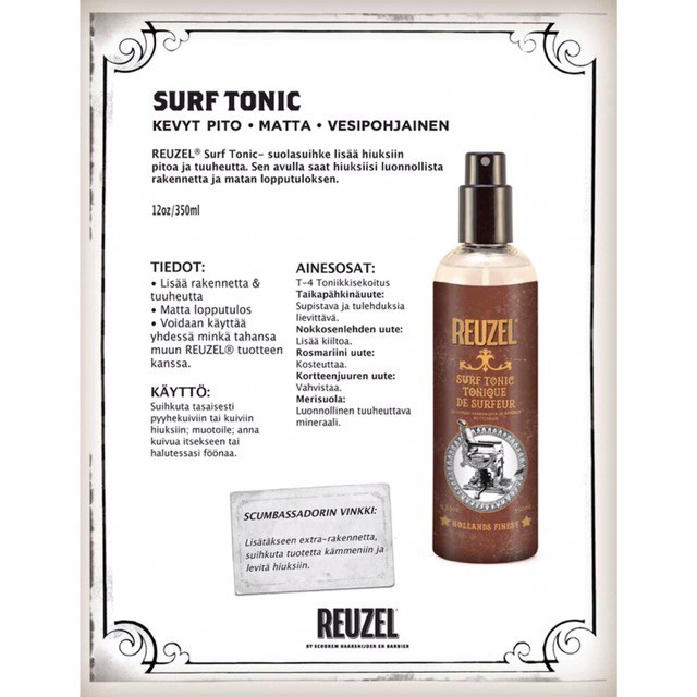 Chai Xịt Tạo Phồng Giữ Nếp Reuzel Surf Tonic - Sea Salt Spray Chính Hãng - Pre-Styling Reuzel Surf Tonic