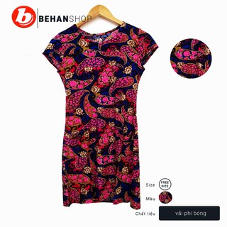 Đầm ngủ nữ dáng ôm tay ngắn họa tiết rắn ri (BehanShop_Đà_Lạt)