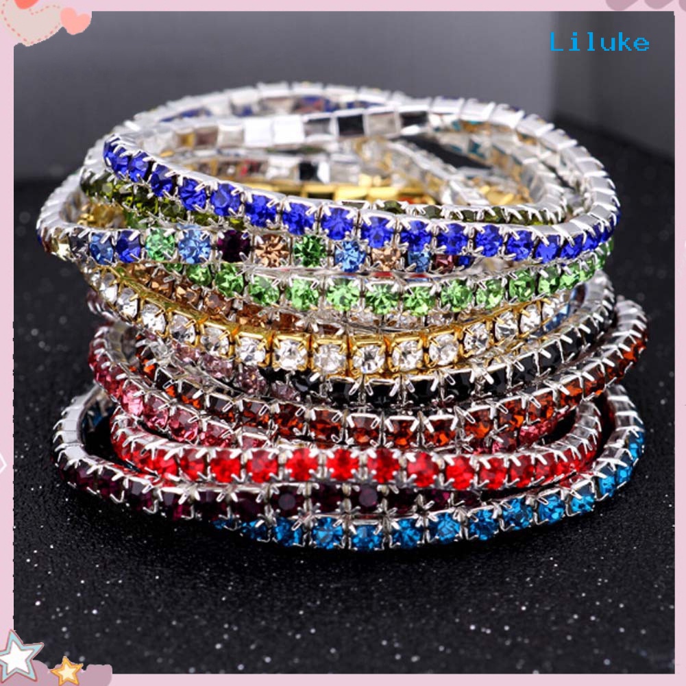 Vòng Tay Hợp Kim Đính Đá Màu Trơn Kiểu Dáng Sang Trọng Cho Nữ