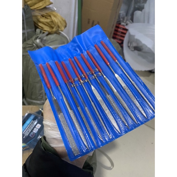 Bộ dũa mài kim loại hợp kim đa năng 10 cây các size 5x180mm, 4x160mm, 3x140mm, dũa kim cương loại xịn chính hãng DIAMOND