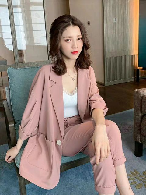 Bộ đồ vest nữ trơn trẻ trung thanh lịch hot trend ulzzang thu 2019 (Ms D31)