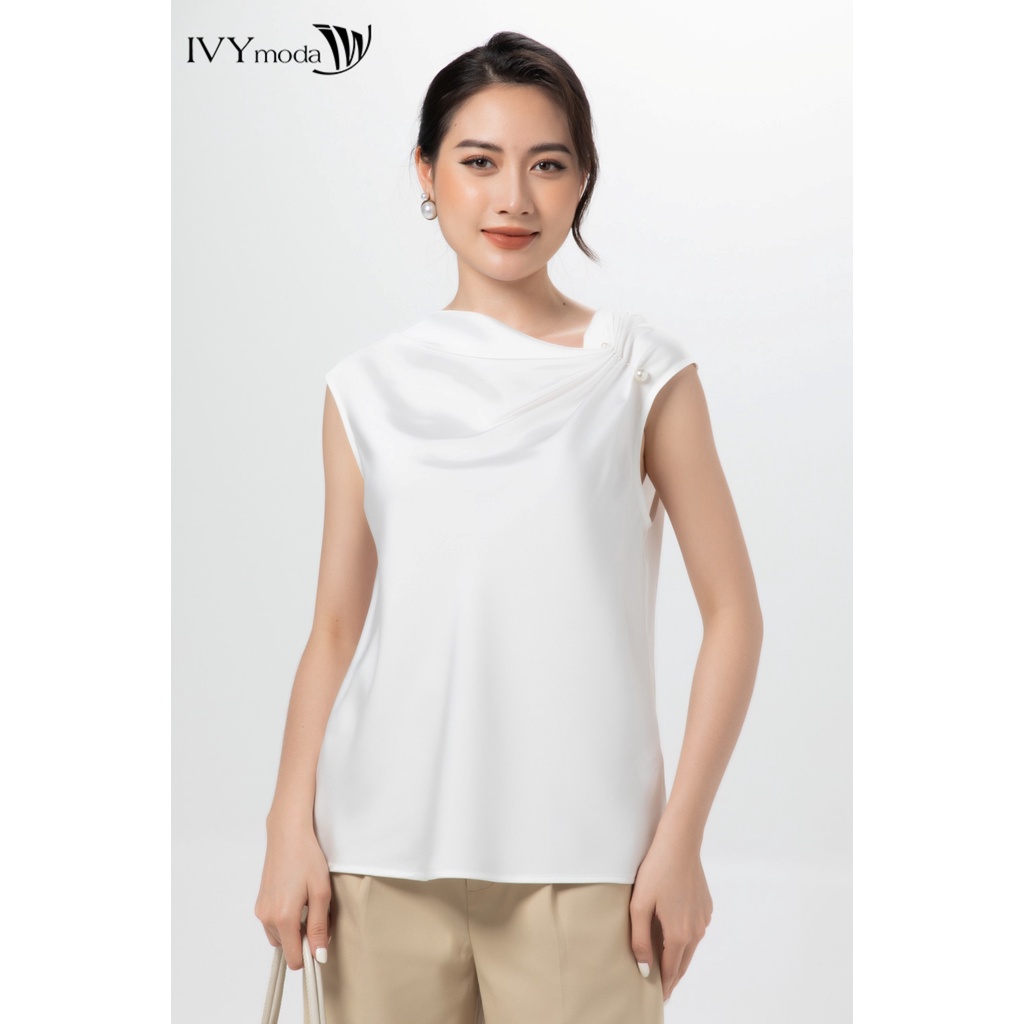 Áo sơ mi nữ cổ lệch IVY moda MS 15M7248