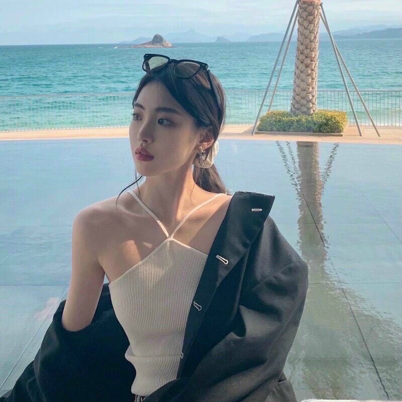 Áo Yếm Hai Dây Dáng Croptop Chất Thun Dày Dặn Co Giãn Ko Lộ Ngực Freesize &lt;53kg( Hàng Có Sẵn, Ảnh Thật)