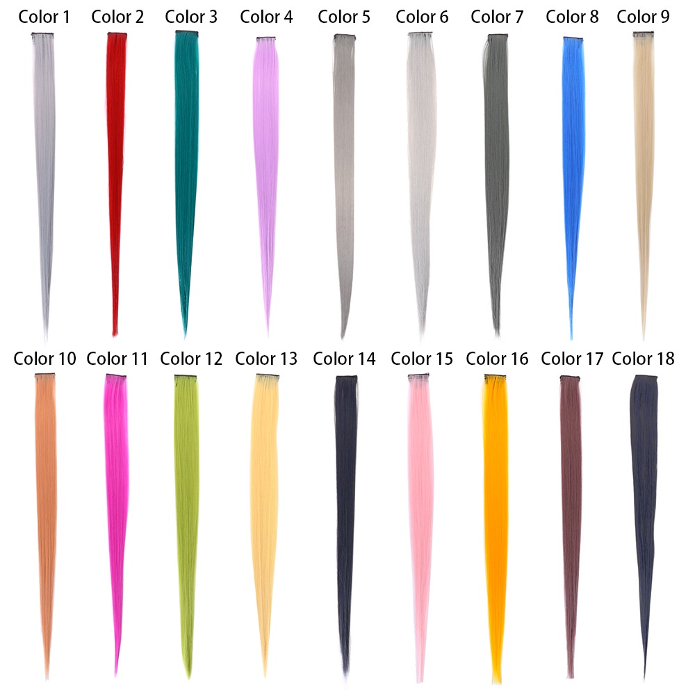 Bộ tóc giả dài thẳng có kẹp nhiều màu bằng sợi tổng hợp dành cho nữ hóa trang halloween / giáng sinh Mihan1