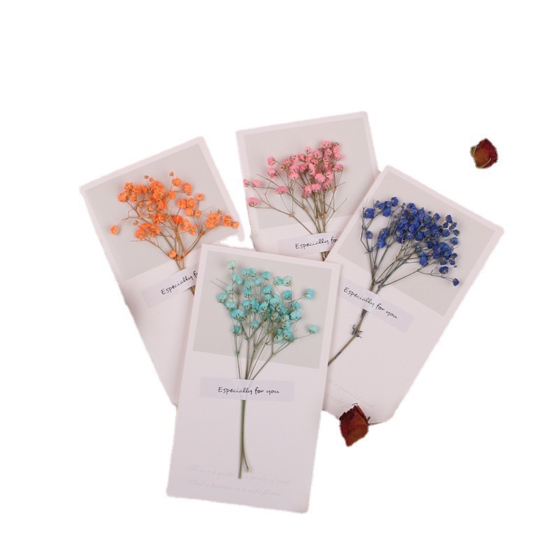 Thiệp Hoa Khô, Thiệp Hoa Cao Cấp Kích Thước  Gập Đôi 11 x16cm