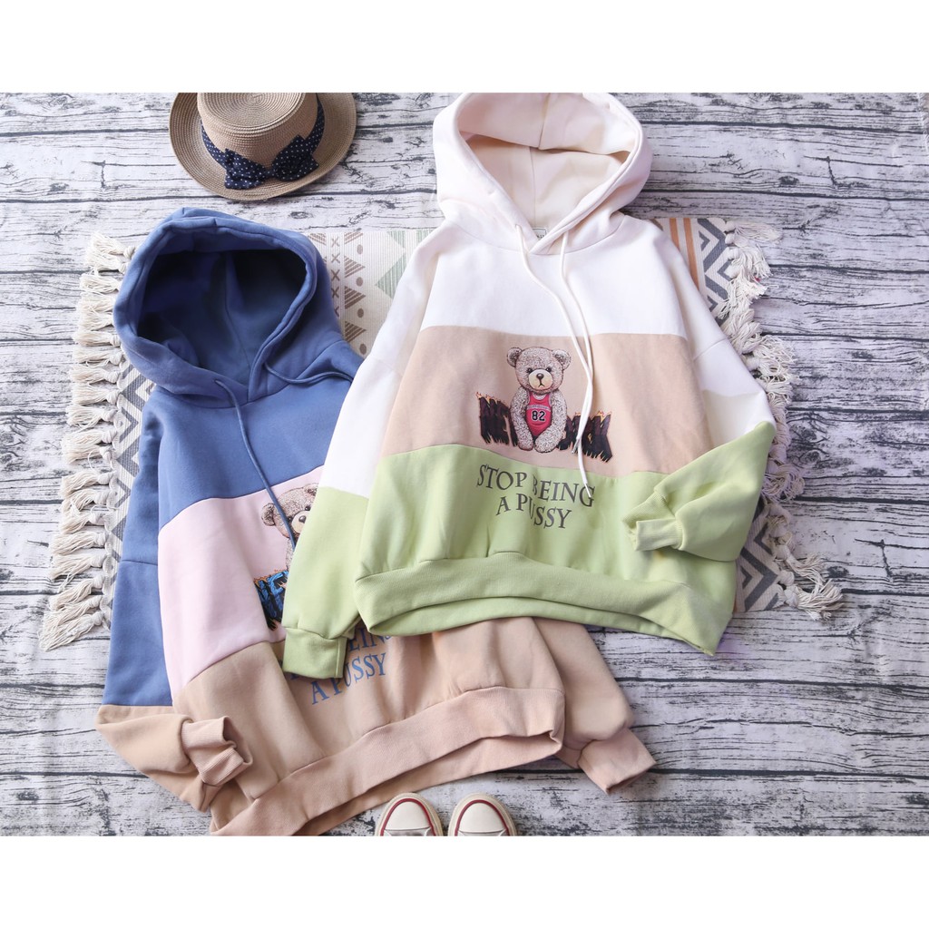 ÁO HOODIE GẤU PHỐI MÀU