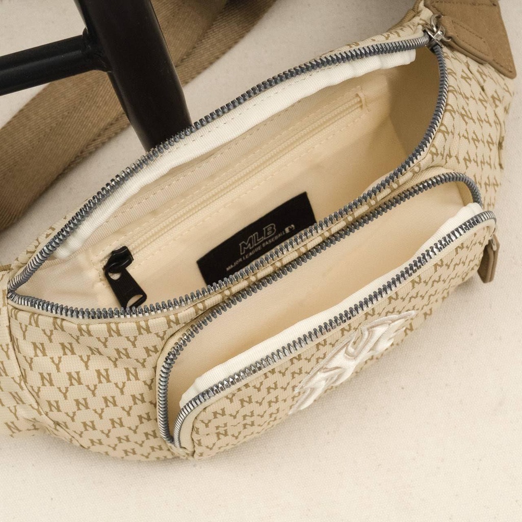 ✅   Túi Đeo Hông MLB Monogram New York Yankees Beige - 32BGC9111-50B | HÀNG CÓ SẴN | CAM KẾT CHUẨN 100%