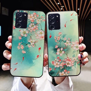 Ốp điện thoại cho Samsung Galaxy A05S A05 A24 M14 M54 A02 M02 A03 S22 Plus S21 FE S23 Ultra Note 8 9 20 Note 10 Lite J7 Prime C9 Pro J6 Plus Cá chép hoa hải đường đẹp Trung Quốc