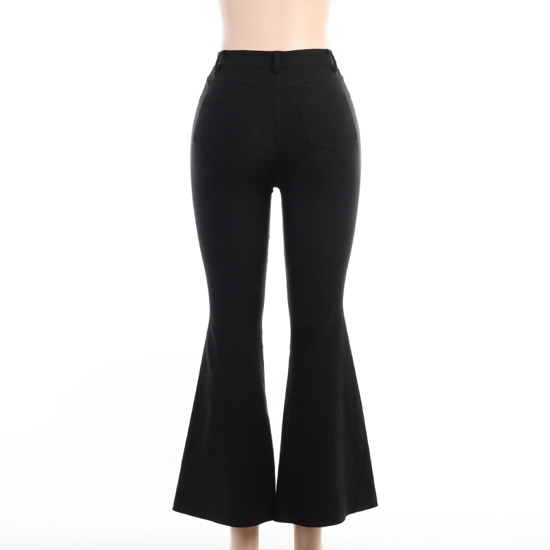 Quần Dài Ống Loe Rộng Lưng Cao Phối Khóa Kéo Thời Trang Cho Nữ