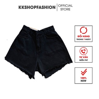 Quần short jean nữ màu đen size đại mẫu trơn quần đùi ngắn nữ lưng cao hàng VNXK - KKSHOPFASHION