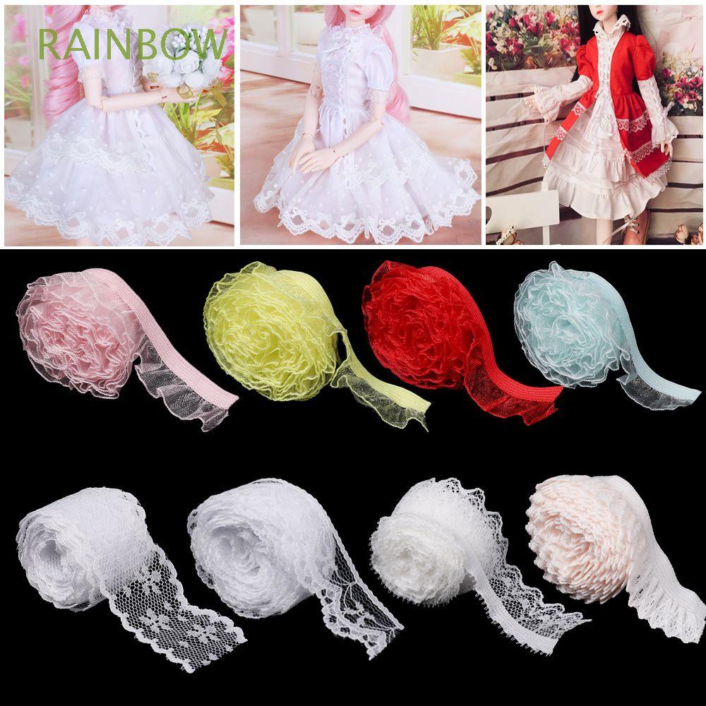 Vải Ruy Băng Co Giãn Phối Ren Nhiều Màu Sắc Dùng May Quần Áo Búp Bê Diy