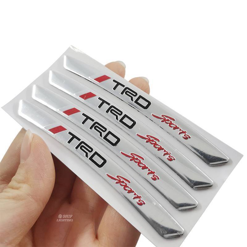 Set 4 miếng dán trang trí bánh xe ô tô hình logo thể thao TOYOTA TRD