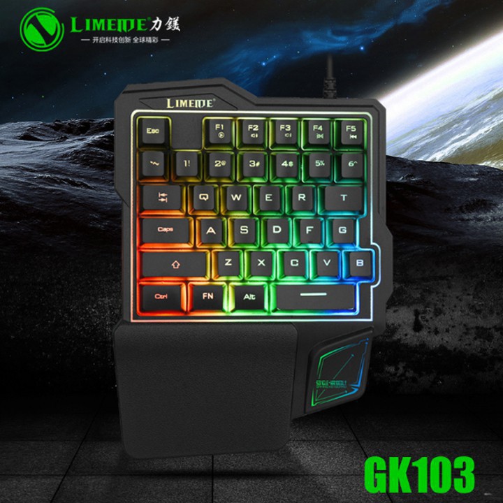 XẢ KHO - BÁN VỐN XẢ KHO -  BÀN PHÍM CƠ 1 TAY GAMING LIMEDIE GK103 BTC01 KJGHFUROT9578