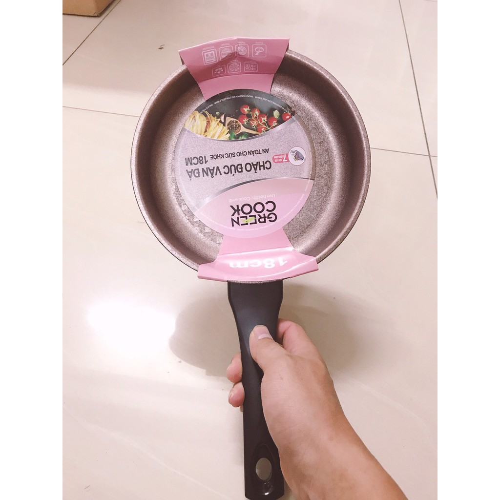 Chảo đúc vân đá 7 lớp chống dính Greencook GCP05-18 / 18cm, GCP05-20IH / 20cm, GCP05-26IH / 26cm, GCP05-30IH / 30cm