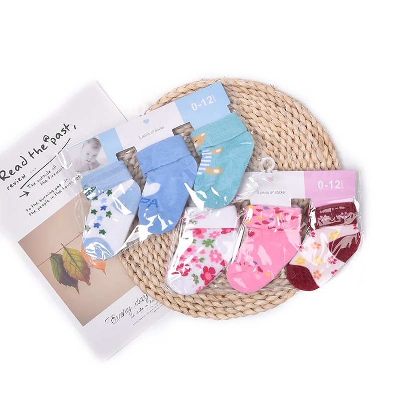 Bộ 3 Đôi Tất Mùa Thu Đông Ấm Áp Dành Cho Trẻ Nhỏ Mới Sinh